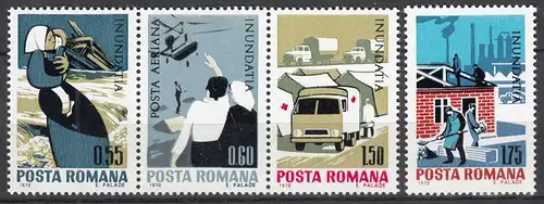 Rumänien - Romania 1970 Hochwasserhilfe Mi. 2883-2886 postfrisch MNH  (70393