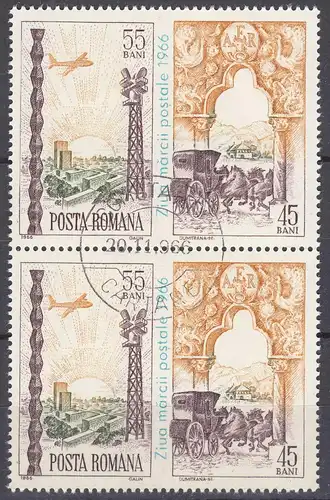 Rumänien - Romania 1966 NATIONALA 66 Mi. 2552 gestempelt used 4er Block   (70398