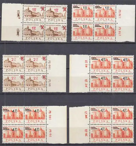 1972 Polen - Poland 700 J. Warschau Freim. m. Aufdruck Mi. 2195-2200 4er Bl. **
