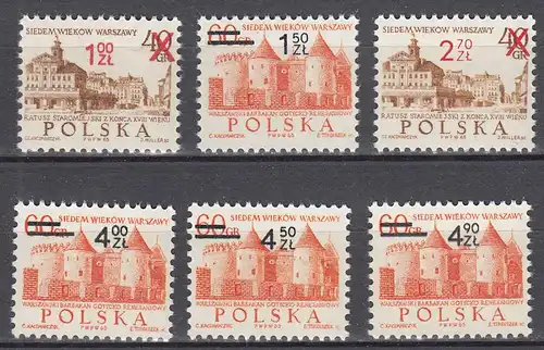 1972 Polen - Poland 700 J. Warschau Freim. m. Aufdruck Mi. 2195-2200 **  (70414