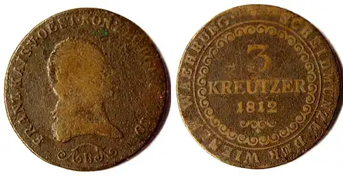 Österreich - Austria 3 Kreuzer 1812 B Kremnitz Kaiser Franz 1792-1835   (r848
