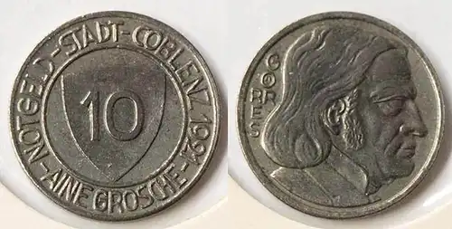 Coblenz - Koblenz 10 Pfennig Notgeld Emergency money 1921 Eisen Iron    (n741
