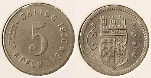 Germany Ohligs 5 Pfennig Notgeld Emergency money 1920 Eisen Iron   (n876