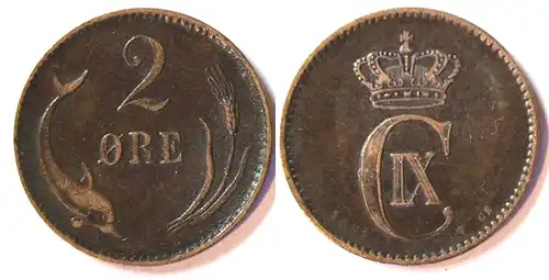 DÄNEMARK - DENMARK 2 Oere 1881 Christian IX. (1863-1906)   (r749