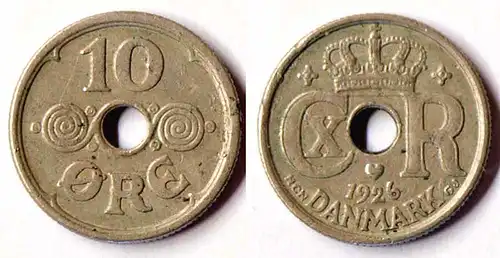 DÄNEMARK - DENMARK 10 Oere 1926 Christian X. (1912-1947)   (r764
