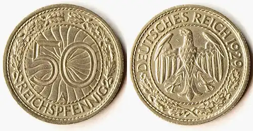 50 Reichpfennig 1929 A Deutsches Reich Weimar - Jäger 324   (r1119