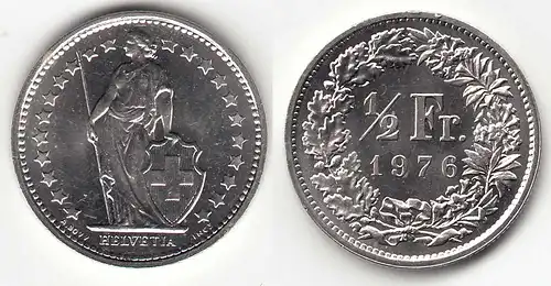 Schweiz - Switzerland 1/2 Franken 1976 Münze COIN  (31706