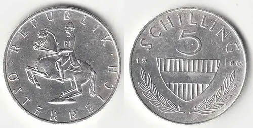 Österreich - Austria 5 Schilling SILBER - Münze 1966    (31744