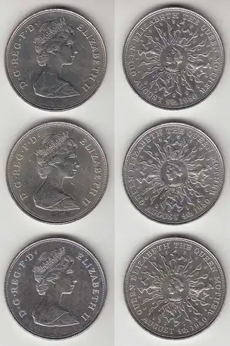Grossbritannien UK 3 Stück Münzen Geburtstags der Königin Mutter 1980  (31692