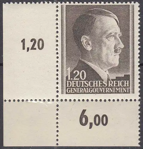 1942 GENERALGOUVERNEMENT -  POLAND OCCUPATION 1,20 Zl. Mi. 87 ER ** MNH   (70437