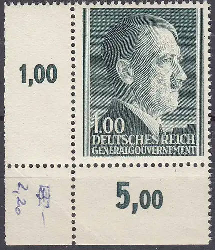 1942 GENERALGOUVERNEMENT -  POLAND OCCUPATION 1,00 Zl. Mi. 86 ER ** MNH   (70438