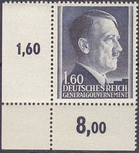 1942 GENERALGOUVERNEMENT -  POLAND OCCUPATION 1,60 Zl. Mi. 88 ER ** MNH   (70439