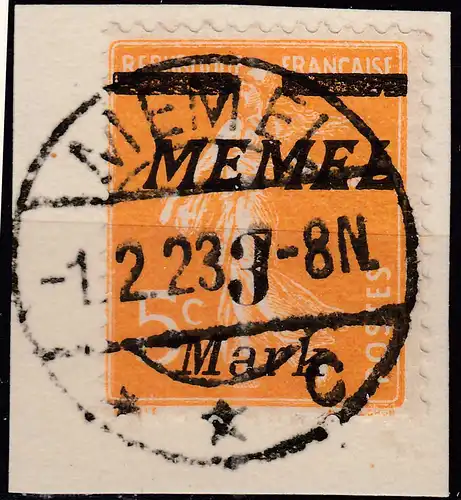 Memel 1922 Mi.110 Freimarken Aufdruck 3 M. auf 5 C. gestempelt used    (70447