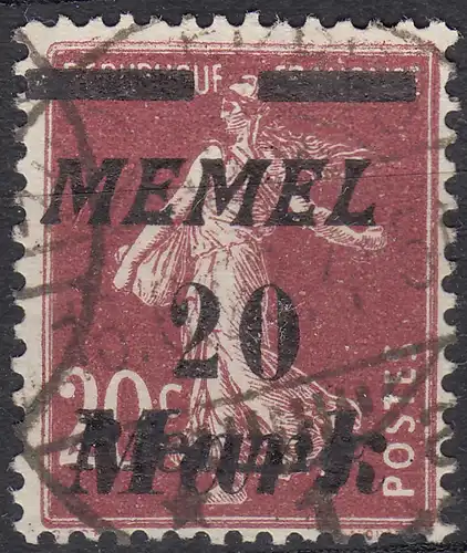Memel 1922 Mi.109 Freimarken Aufdruck 20 Pf. auf 20 C. gestempelt used    (70448