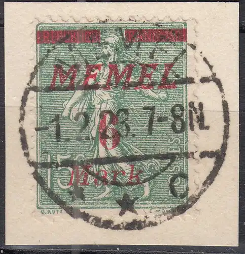 Memel 1922 Mi.111 Freimarken Aufdruck 6 M. auf 15 C. gestempelt used    (70449