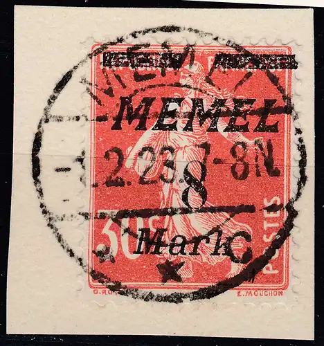Memel 1922 Mi.112 Freimarken Aufdruck 8 M. auf 30 C. gestempelt used    (70450