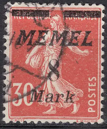 Memel 1922 Mi.112 Freimarken Aufdruck 8 M. auf 30 C. gestempelt used    (70451