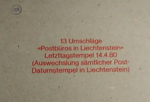 Liechtenstein 14.04.80 13 Postbüro Umschläge Letztag Stempel Wechsel    (23267
