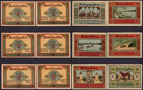 Sachsen-Anhalt - 6 Stück Notgeld Stadt Aken / Elbe 1921    (cb018