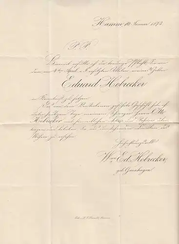 21.1.1873 Hamm-Stadt K2 EF Mi. 2 - 1/3 Groschen nach Hildburghausen mit Inhalt