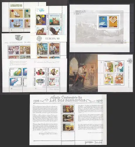 Portugal nice large Lot of 10 pieces SOUVENIR SHEETS MNH ** Opportunity   (31641