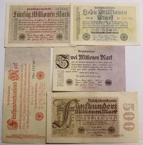 Germany - 5 pieces German Reichsbanknotes 1923 Infla   (cb154