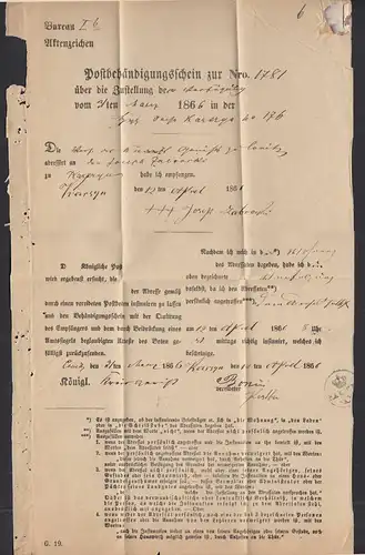 KARSZYN R2 - POST-Insinuations-Document 1866 Zustellungsurkunde    (31765