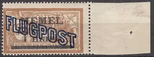 Memel 1921 Mi. 43 II Flugpostmarke 1 Mk. auf 50 C. postfrisch MNH  (70462