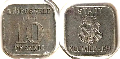 Germany Neuwied 10 Pfennig Notgeld War money 1919 Iron   (n869