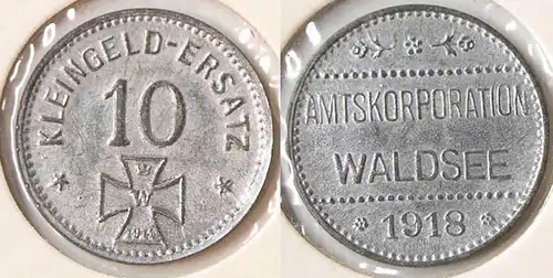 Germany WALDSEE 10 Pfennig 1918 Notgeld Small change set Zinc verry RAR   (n941