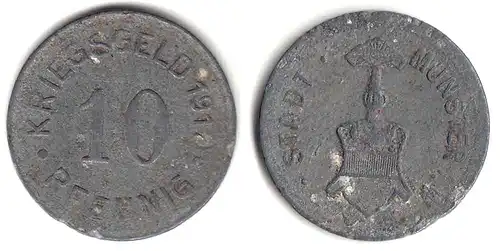 Germany Munster Westfalia 10 Pfennig 1917 Notgeld War money Zinc   (31735