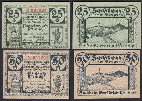 ZOBTEN am Berge  Schlesien 2 Stück Notgeld EMERGENCY MONEY 1919   (31830