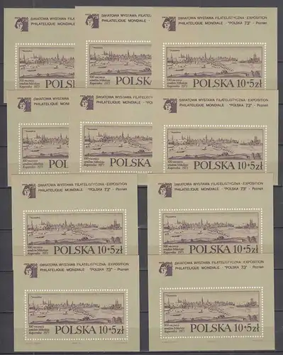 Poland 1973 Mi. Block 55 10 pieces Intl. Philatelic Exhibition - Souvenir Sheet 