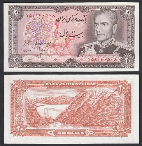 IRAN - Persien 20 RIALS (1974-79) Pick 100a UNC (1) Schah Reza Pahlavi  (31854