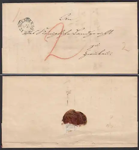 DRESDEN 1854 alter Brief mit Inhalt undTaxierung    (31797
