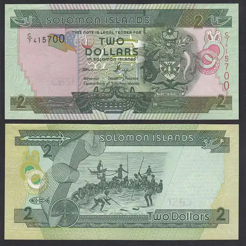 Solomon Islands - Salomonen - 2 Dollars aUNC  Pick 25  (31882
