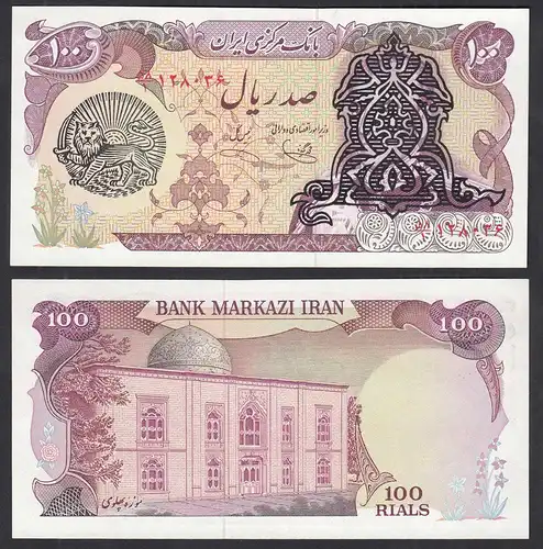 IRAN (Persien) - 100 RIALS Banknote o.J. Pick 118b UNC (1) overprint  (31863
