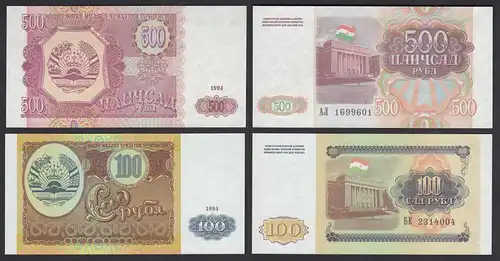 TADSCHIKISTAN - TAJIKISTAN 100 + 500 Rubels Banknoten 1994  UNC (1)  (31894