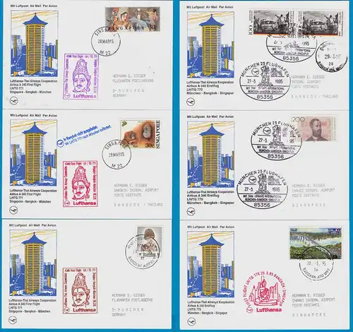 Lufthansa-Thai Airways Koop. A340 München-Bangkok-Singapur alle 6 Teilstrecken
