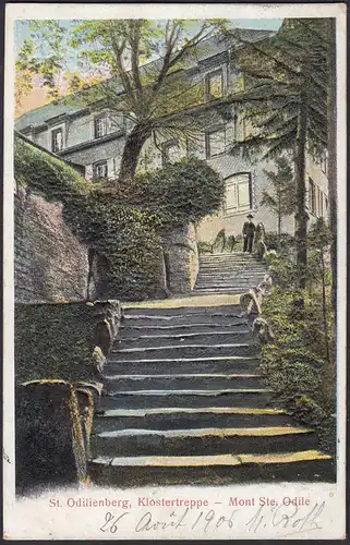 AK 3D St.Odilienberg erhabene Klostertreppe Mont Ste.Odile Elsass 1906 selten