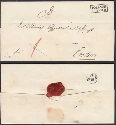 Pommern Umschlag ca. 1850 POLLNOW R2 nach Cöslin   (28694