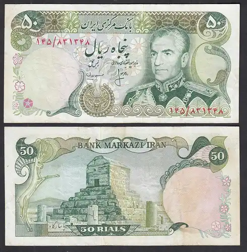 IRAN - Persien 50 RIALS (1974-79) Pick 101c VF+ (3+) Schah Reza Pahlavi  (31928