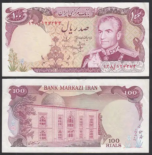 IRAN - Persien 100 RIALS (1974-79) Pick 102b VF (3) Schah Reza Pahlavi  (31930