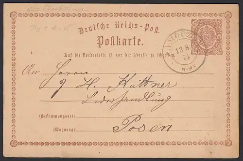 1874 Deutsches Reich 1/2 Groschen Ganzsache SAMOCZIN nach Posen   (20083