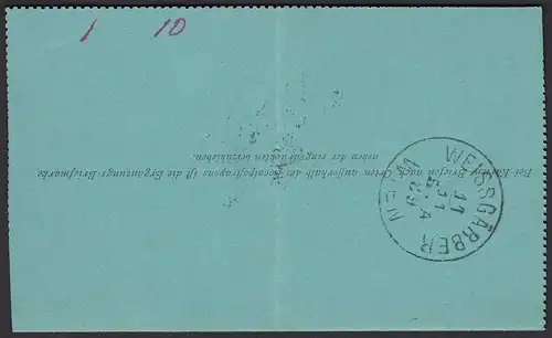 Österreich - Austria Kartenbrief 1889 Alsergrund n. Weissgärber  (20244
