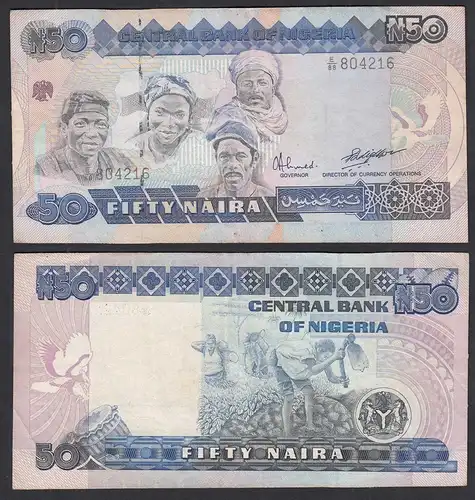 Nigeria 50 Naira Banknote (1984-2000) Pick 27b sig.9  VF (3)    (31948