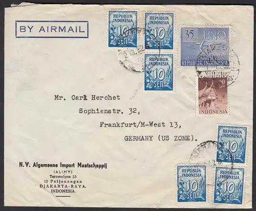 Djakarta/Indonesien 1952 Umschlag nach Frankfurt/M US Zone     (20429