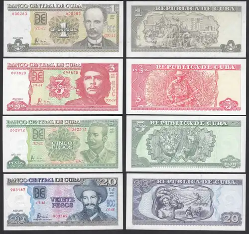Kuba - Cuba - 4 Stück Banknoten aus 2004-2007 UNC    (31951