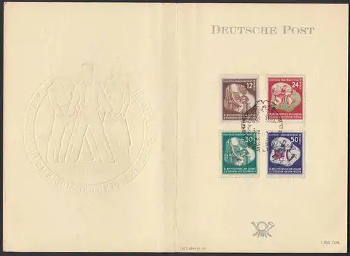 DDR 1951 Mi. 289-292 Weltjugendfestspiele Sonderkarte mit SST   (20626