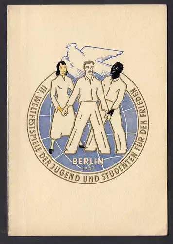 DDR 1951 Mi. 289-292 Weltjugendfestspiele Sonderkarte mit SST   (20626